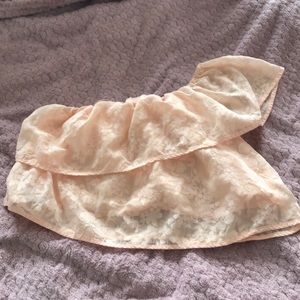 Peach colored one shoulder crop top